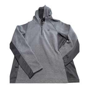Spyder Mens Quarter Zip Hoodie Gray Textured Fleece Pullover SPFED153-069 Size L